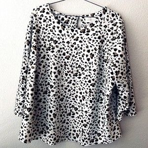 Melloday Womens Animal Print Long Sleeve Pullover Blouse Top Size 3X NWT